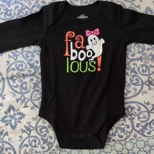 Way To Celebrate Black Halloween Ghost Onesie w/Long Sleeve 3-6 M